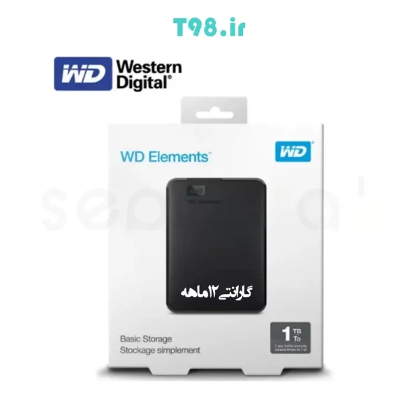 هارد اکسترنال 1 ترابایت وسترن دیجیتال مدل WD Elements همراه با گارانتی 12 ماهه و کیف